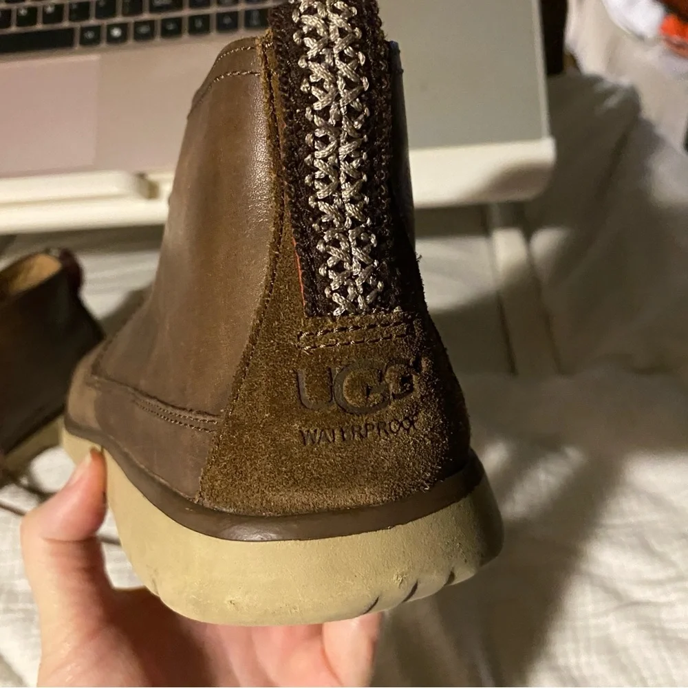 UGG freamon brown leather chukka boots 11.5 dress treadlite energ waterproof